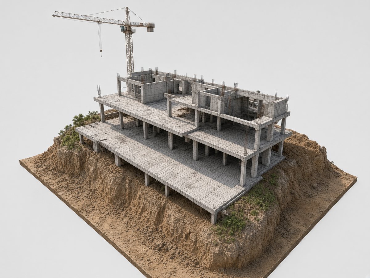 3D photogrammetry model of a construction site.